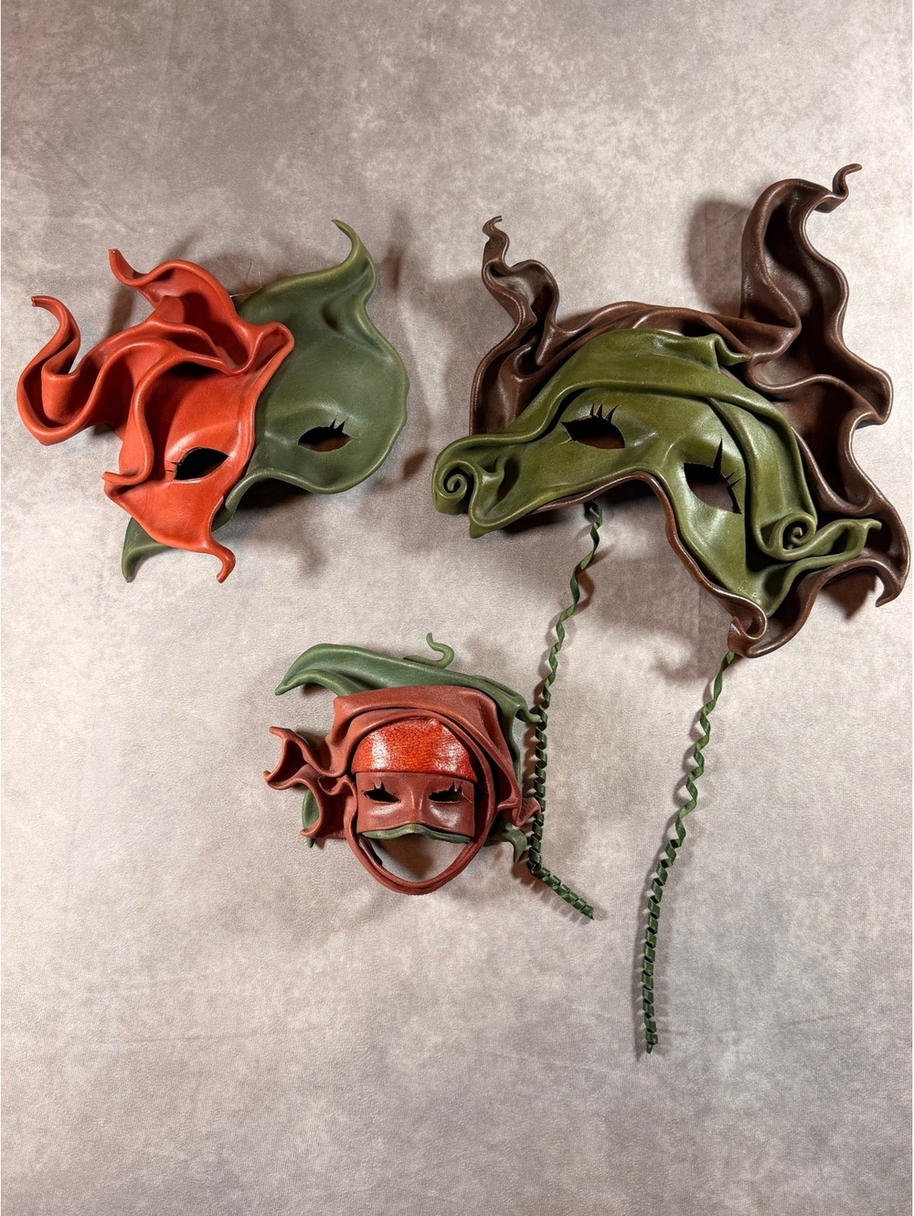Leather Face Mask Mazatlan Artisan Made Signed Nidart Masquerade